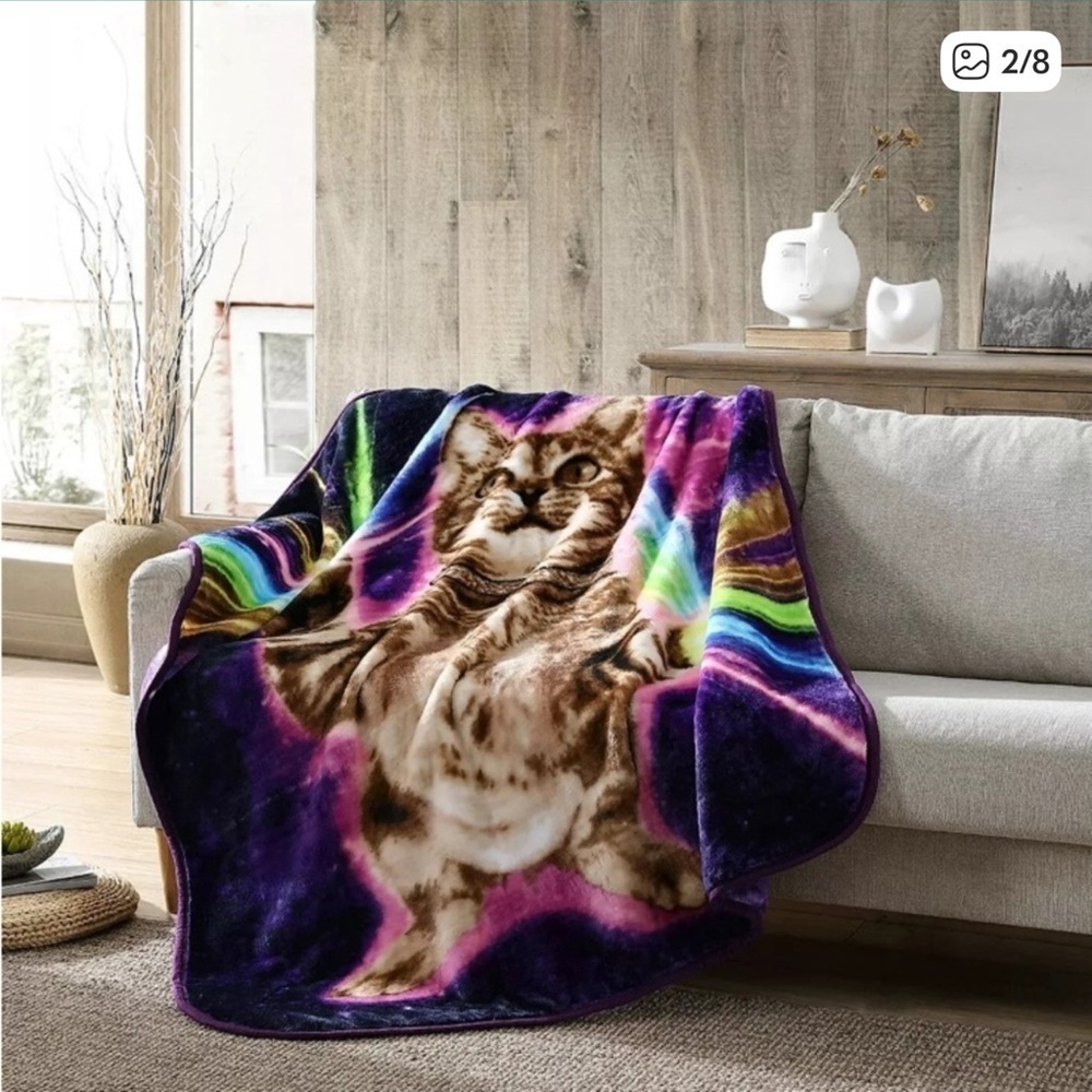 Soft Plush Throw Blanket Galactic Cat 50"x60" New Wild Frontier